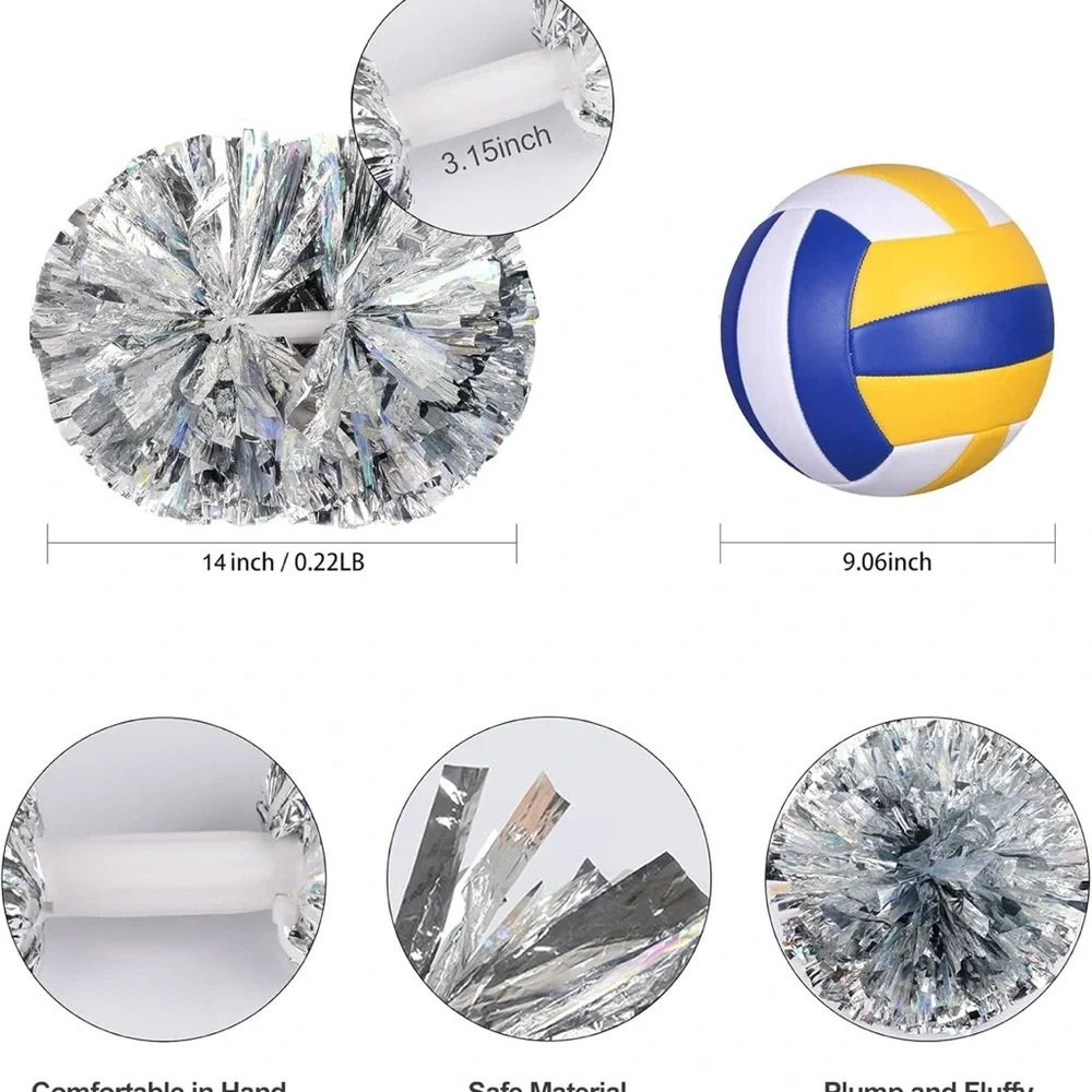 Silver Metallic Party Decorations Pom Poms